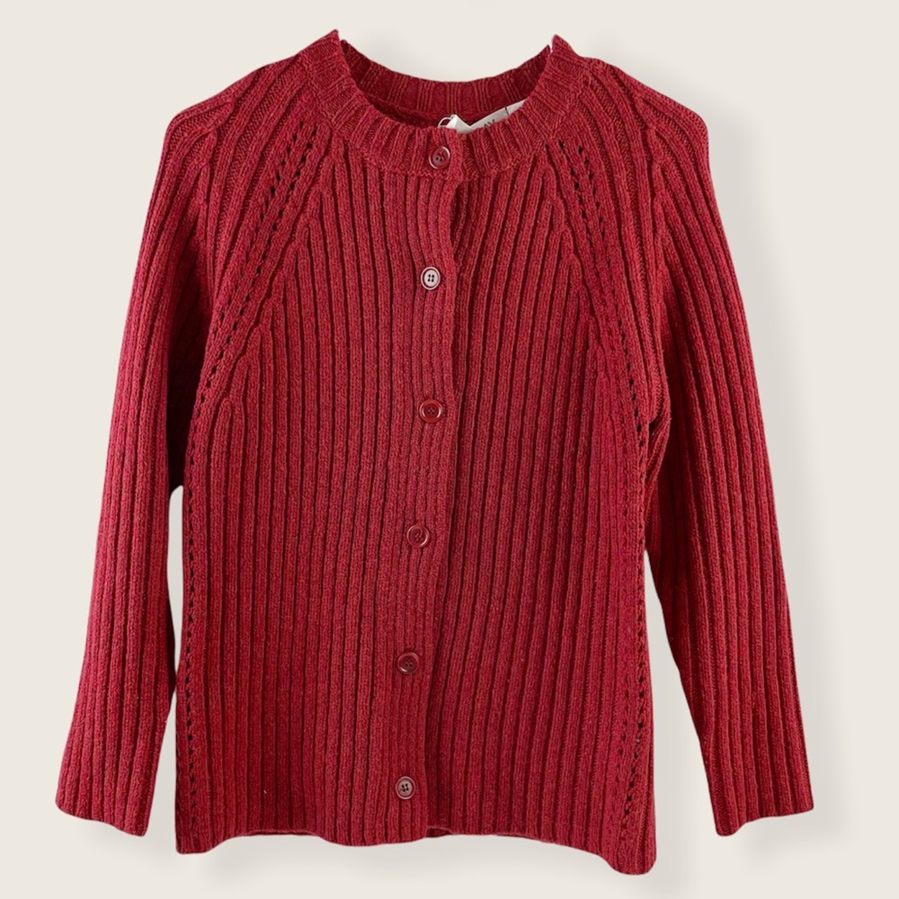 TseSay Ribbed Knit Wool Cardigan Sweater Size Large !